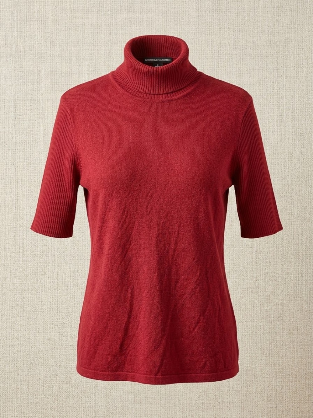 Norton McNaughton Red Ribbed Sleeve Turtleneck Sweater S